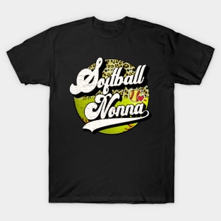 Softball Nonna Vintage Leopard Softball Family Matching T-Shirt